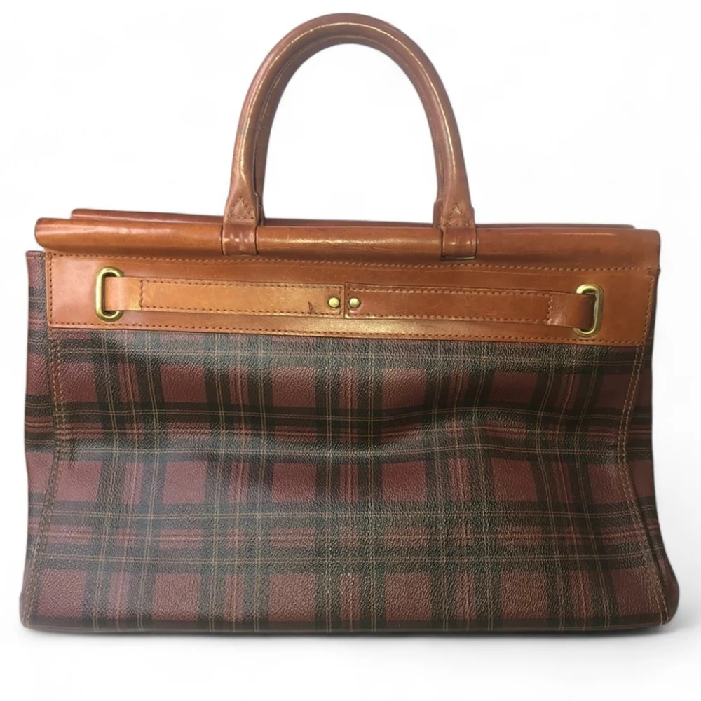 RALPH LAUREN Tartan Plaid Doctor's Boston Weekend Suitcase Briefcase Travel Bag